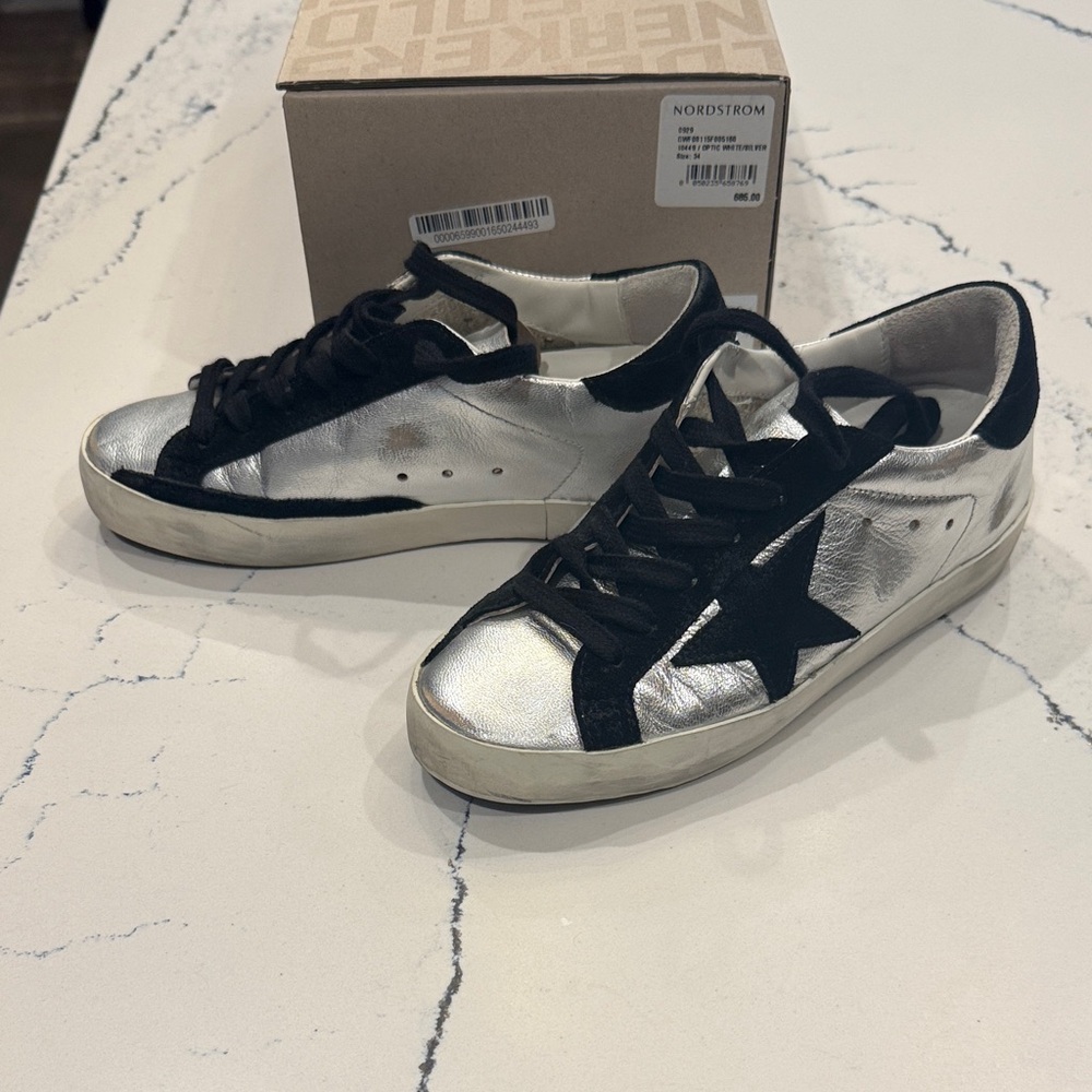 Golden Goose Silver and Black Women's Sneakers - Picture 5 of 7